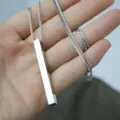 Stainless Steel Long Bar Pendant Necklace Minimalist Fashion Jewelry Detail Display - Gold