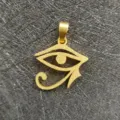 Pendentif collier Oeil d'Horus en acier inoxydable, bijoux symbole egyptien antique. - Pendentif Seul (Sans Chaîne) / Or Sablé