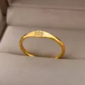 Gold titanium steel ring with 999 angel number minimalist band fashion daily jewelry - Angel Number 999 (JZ03-L8-15)