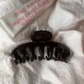 Minimalist dark brown hair claw clip for women, elegant daily hair styling accessory. detail view - Round Head Dragon Bone / Large Style / Chocolate