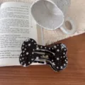 Elegant black bone hair claw clip with rhinestones and stars, stylish hair accessory for women. - Rhinestone Bone Lazy Clip / Black Star