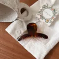 Petite pince à cheveux marron style français, accessoire élégant pour coiffure quotidienne. - Papillon Petite (cszj22-0078) / Français Brillant