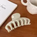 Minimalist large hair claw clip in light green resin, hollow keel design for daily hairstyles. - Round Head Dragon Bone / Large Style / Qingping White