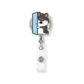 Niedliche schwarze Shiba Inu einziehbare Ausweishalter, Acryl Krankenschwester Clip. - Spähender Shiba Inu