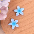 Cabochones Flores Plumeria Resina Azul Cinco Pétalos DIY Horquilla Pendiente Accesorios Detalle - Azul