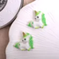 Lindos dijes de resina de unicornio para funda de teléfono y accesorios de manualidades - Verde
