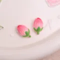 Abalorios de flores de tulipán de resina accesorios DIY bonitos capullos rosados - Rosa Claro