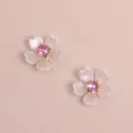 Detalle de flor de cinco pétalos de perla DIY con estrás rosa para manualidades. - Rosa