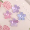 Vista detallada de accesorios de joyería DIY de acetato con purpurina de cinco pétalos. - Rosa Púrpura