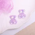 Resin bear charms for DIY hair clips, cute purple iridescent craft accessories for kids. - Teddy Bear