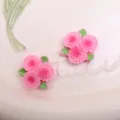 Ramo de flores rosas accesorios DIY hojas verdes dijes de resina para funda de teléfono móvil - Rosa Oscuro