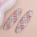Accesorios DIY ovalados de cuadros rosas, parches para horquillas de tela, piezas bonitas. - Rosa
