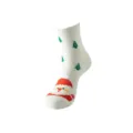 Christmas Santa Claus pattern knit mid-calf sock close-up view, festive and cozy design. - Size 35-40 / White