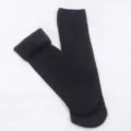 Women's thick thermal winter socks, solid color fleece lined cozy mid tube snow socks. - Size 33-44 / Black