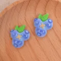 Breloque plate myrtille en resine vue de detail, ideale pour loisirs creatifs et coques. - Myrtille