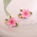 DIY rosa flores dijes de resina horquilla hecha a mano accesorios para funda móvil - Rosa Claro Una Pieza