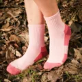 Damen verdickte Sportsocken Outdoor Wandern Baumwolle Frotteesocken Detailansicht - Größen 35 bis 40 / Rosa
