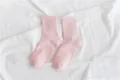Pink mid-calf cotton socks for women, sweet candy color casual daily wear cute style. - Size 35-40 / Pink