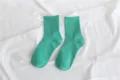 Green cotton mid-tube socks for women, perfect for sports, casual wear and daily student style. - Size 35-40 / Dark Green