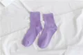 Close-up detail of purple cotton crew socks, soft fabric texture and solid color design. - Size 35-40 / Light Purple