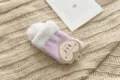 Close-up detail of fluffy coral fleece winter thermal sleep socks in soft pink and white color. - One Size / Solid Style Light Pink
