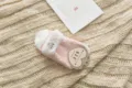 Fluffy pink winter fuzzy floor socks detail view, cozy warm coral fleece sleep sock soft. - One Size / Solid Style Ivory