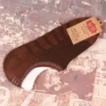 Chaussettes invisibles marron pour homme avec semelle bouclette et rayures, détail confortable. - Taille unique / Café homme