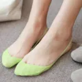 Donne estive calzini invisibili mezza suola con bretelle verde neon antiscivolo copertura - Taglia unica / Canotta in cotone - verde chiaro