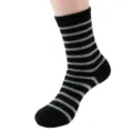 Damen Winter warme gestreifte Wollsocken, dicke Kaschmir Mittelsocke thermisch bequeme. - Einheitsgröße / Schwarz