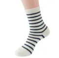 Damen Winter gestreifte Wollsocken, dicke Kaschmir Mittelsocken warm für kalte Tage. - Einheitsgröße / Weiß