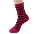 Damen Winter gestreifte Wollsocken dicke warme Wadenlange Freizeitsocken kuschelig neu. - Einheitsgröße / Rot