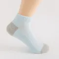 Light blue women ankle socks with breathable mesh, comfortable cotton sport short socks. - One Size / Blue