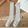 Calze lunghe invernali grigie da donna, calzini termici spessi in maglia di cotone caldo. - Taglia unica / Grigio chiaro