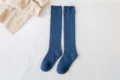 Women thick thermal long socks winter cozy solid color knee high socks warm knit hosiery - One Size / Blue