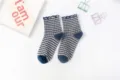 Women vintage plaid crew socks with ruffled lace edge, cute cotton hosiery for daily wear. - Navy Blue