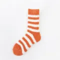 Women fuzzy striped fuzzy socks coral fleece warm winter sleep socks cozy home floor socks - One Size / Orange