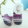Cozy fleece-lined knit indoor floor socks and slippers for warm winter home comfort. - Size 37-40 / Purple