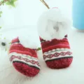 Close-up details of cozy red winter fleece floor socks, soft plush lining for indoor warmth. - Size 37-40 / Complex Red