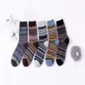 Mens vintage ethnic pattern thick warm wool socks cozy winter crew socks 5 pairs set - Ethnic Plaid (Chunky Ethnic No. 2)