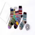 Men's ethnic style thick warm wool socks retro plaid winter thermal cozy socks - Colorful Ethnic Geometric (Color Ethnic)