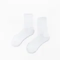 Women white crew socks casual cotton sports socks solid color long socks comfortable wear - One Size / White