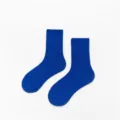 Women solid blue crew socks, comfortable cotton casual sports socks for daily wear and exercise. - One Size / Sapphire Blue