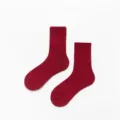 Chaussettes de sport unies rouges pour femmes en coton decontractees vetements de jour - Taille unique / Bordeaux