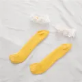 Donne carine calze di cristallo di pizzo estive sottili calzini corti a rete giallo - Taglia unica / Giallo