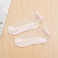 Calzini trasparenti rosa in cristallo con perle, calzini corti estivi in rete mesh. - Taglia unica / Bianco Perlato