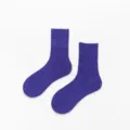 Chaussettes mi-hautes violette femme coton couleur unie longues chaussettes sport tricot côtelé - Taille unique / Violet foncé