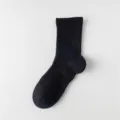 Nahaufnahme des schwarzen, verdickten Sportsocks zeigt Rippenstruktur und Frotteesohle. - Größen 39 bis 44 / Schwarz