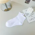 Damen einfarbige weiße Kurzsocken, bequeme Baumwolle minimalistischer Stil Alltag Freizeit. - Gebleichtes Weiß