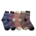 Thick winter wool socks for men and women, cozy thermal crew knit socks multi-pack. - One Size Set / Men's Striped Argyle Folk Style Socks