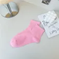 Damen rosa Mittelsocken weiche Baumwolle Bonbonfarbe atmungsaktiv Freizeit Socken - Rosa